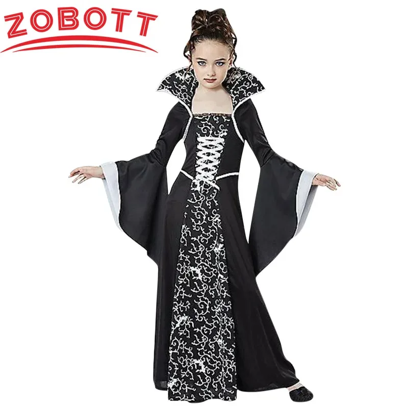 

COSda@Festival Costume For Kids Girls Witch Vampire Carnival Cosplay Dress Medieval Vintage Children'S Performance Clothes For P