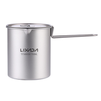 Ti Water Cup with Lid and Handle Outdoor Camping Tea Cup 750ml Coffee Mug
