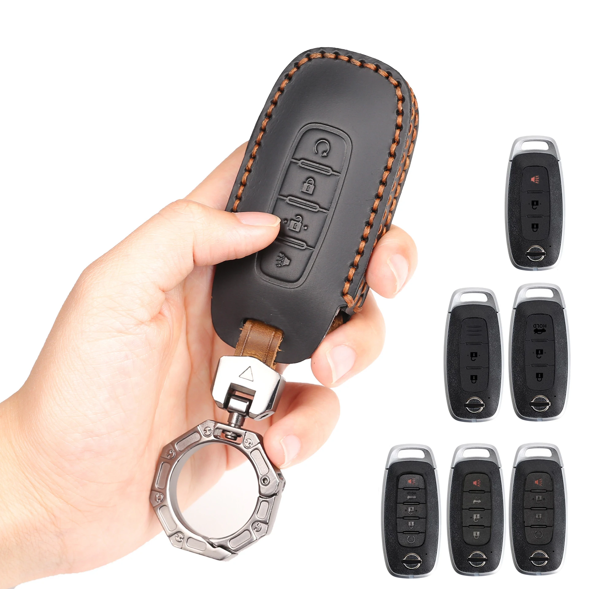 

2/3/4/5 Bottons Leather Car Key Case Cover Keychian for Nissan X-trail T33 Qashqai J12 Teana 2022 2023 Control Key Accessories