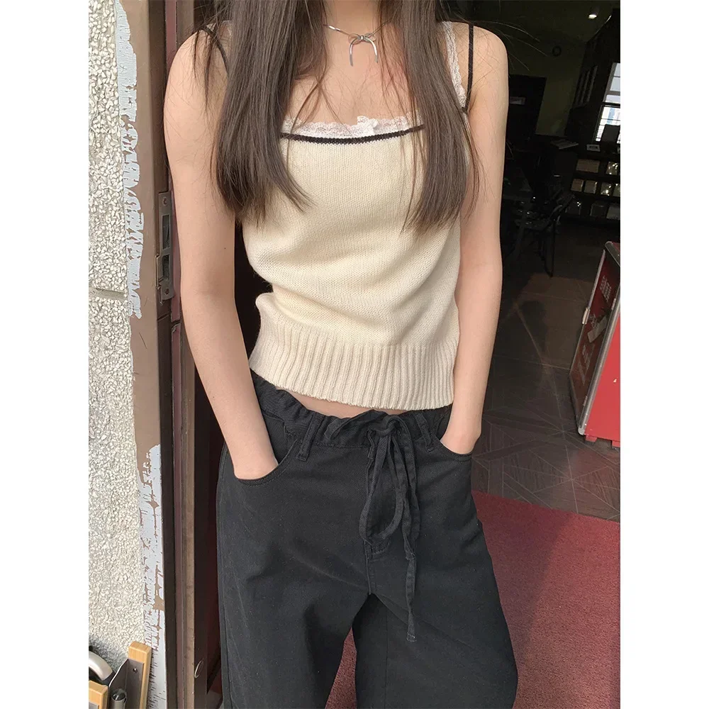 Jean à cordon de serrage pour femme, Streetwear, longueur au sol, coupe ample, taille moyenne, pantalon en Denim à jambes larges, pantalon en détresse, automne