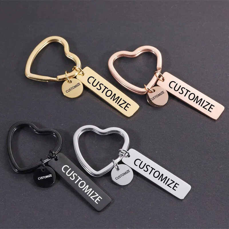 

Customized Engraved Keychain Personalized Heart Keychain with Name/letter/date Couples Gifts