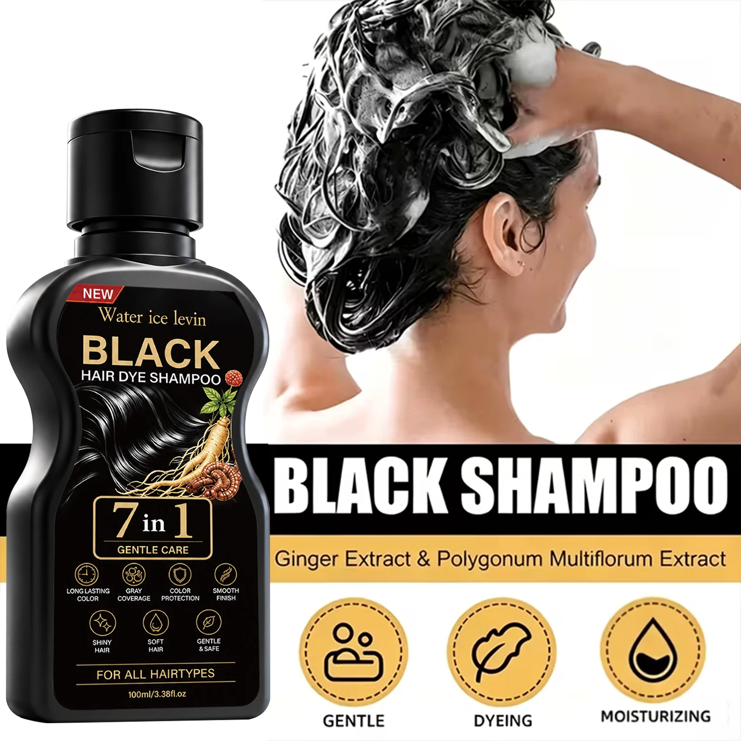 Water Ice Levin 7 in 1 Black H - Hair Spray Color ulasan dan harga