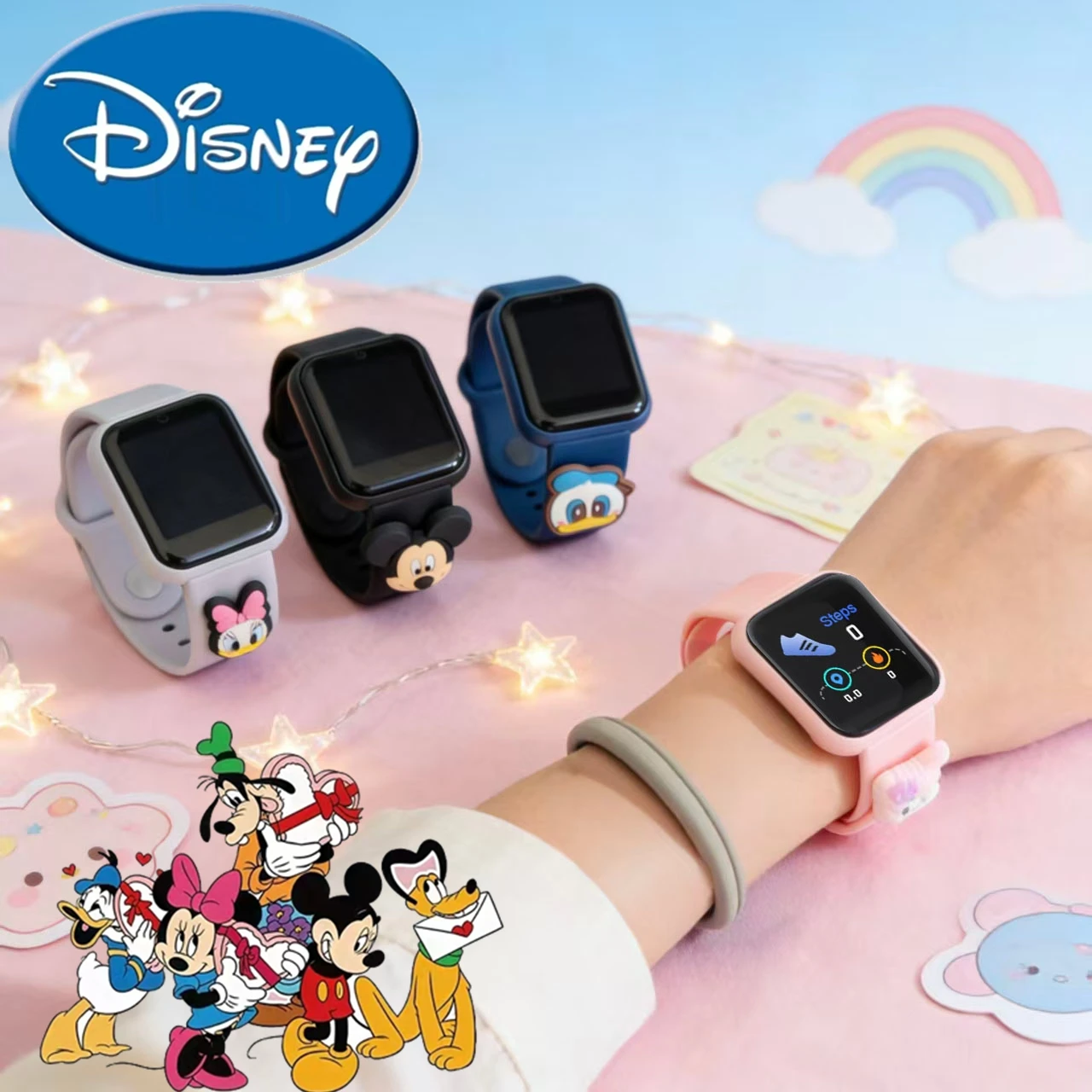 Disney Mickey cartoon children's watch multi-color fashion watch sports record heart rate monitoring health monitoring watch