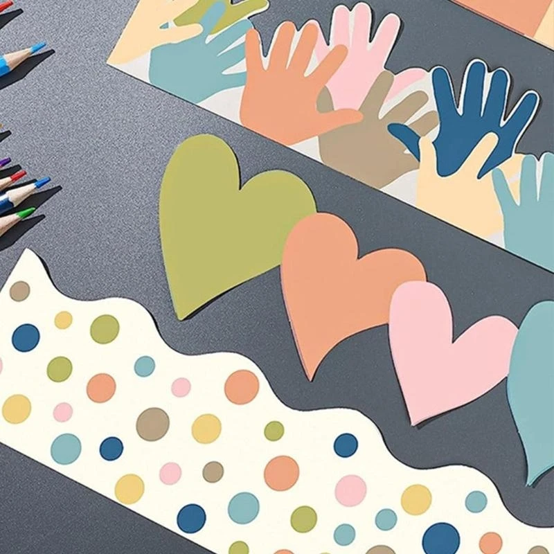 80pcs Bulletin Board Board Trim Colorful Dot Colorder Trim Heart
