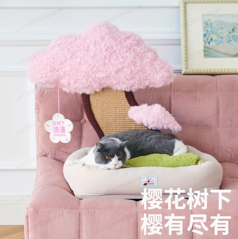 

Cherry Blossom Tree Cat nest Sleeping Cat Scratch Board Warm Cat Bed Warm in Winter Cute and Bite resistant Pet Bed