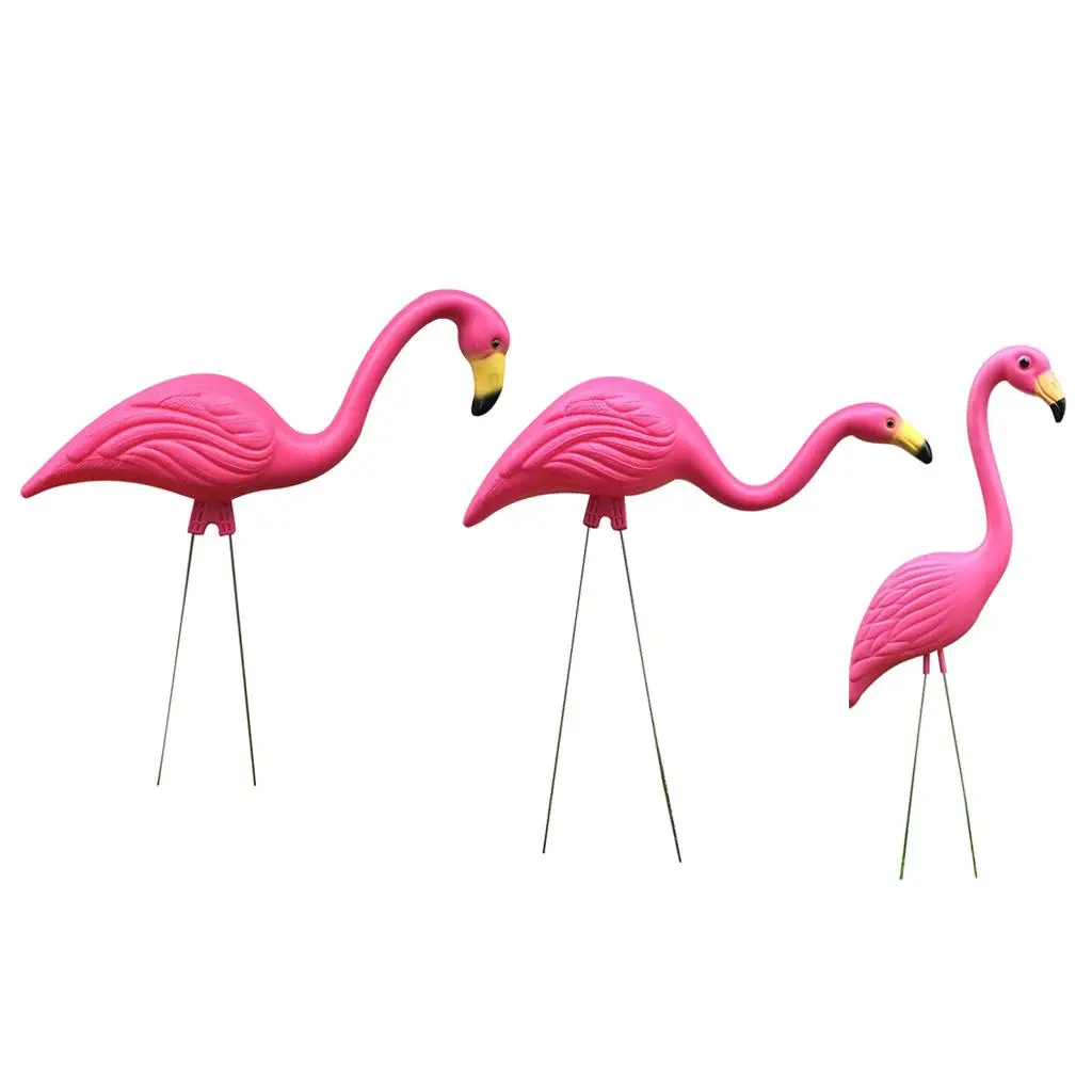 

3 Poses Pink Lawn Pond Flamingo Plastic Garden Party Ornaments Decoration CHOOSE