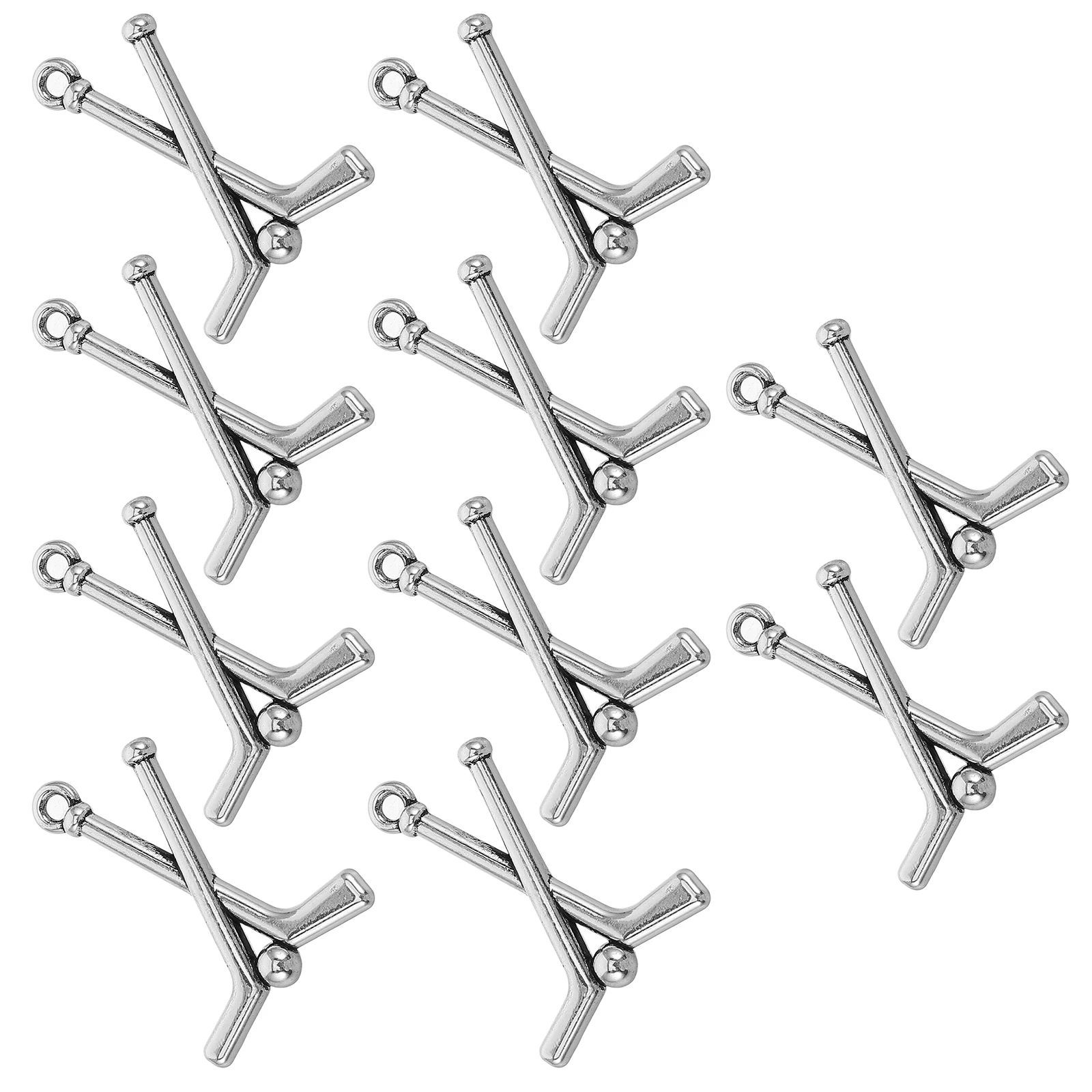 

10pcs Hockey Charms Silver Metal Charms Retro Silver Necklace Accessories DIY Jewelry Sports Beads Metal Decorations