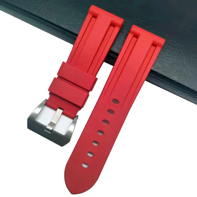 24mm Soft Rubber Watch Bracelet For Panerai Strap For PAM441/1312/111 Pin buckle Watchband Watch Accessories High Quality