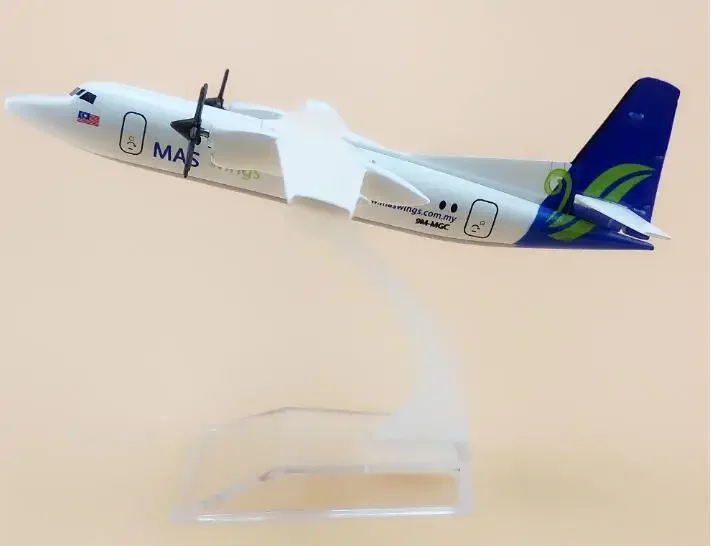 

16cm Metal Air Malaysia MAS MASwings FOK Fokker F-50 F50 Airlines Airways Plane Model Airplane Model w Stand Aircraft