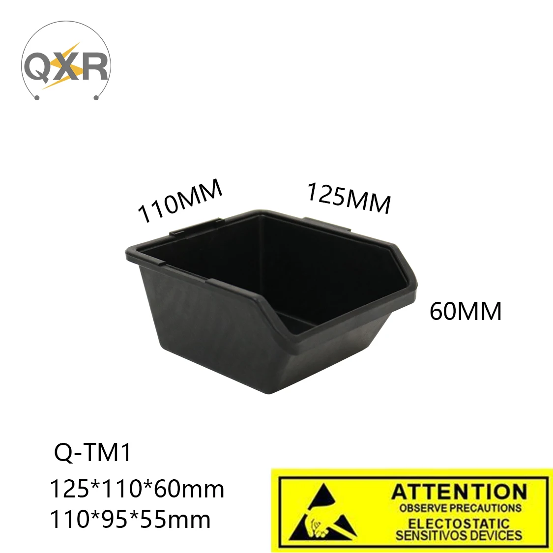 QXR TM1 ESD Bin Small Container Tool Component Box SMD Picking Black Antistatic Plastic Case