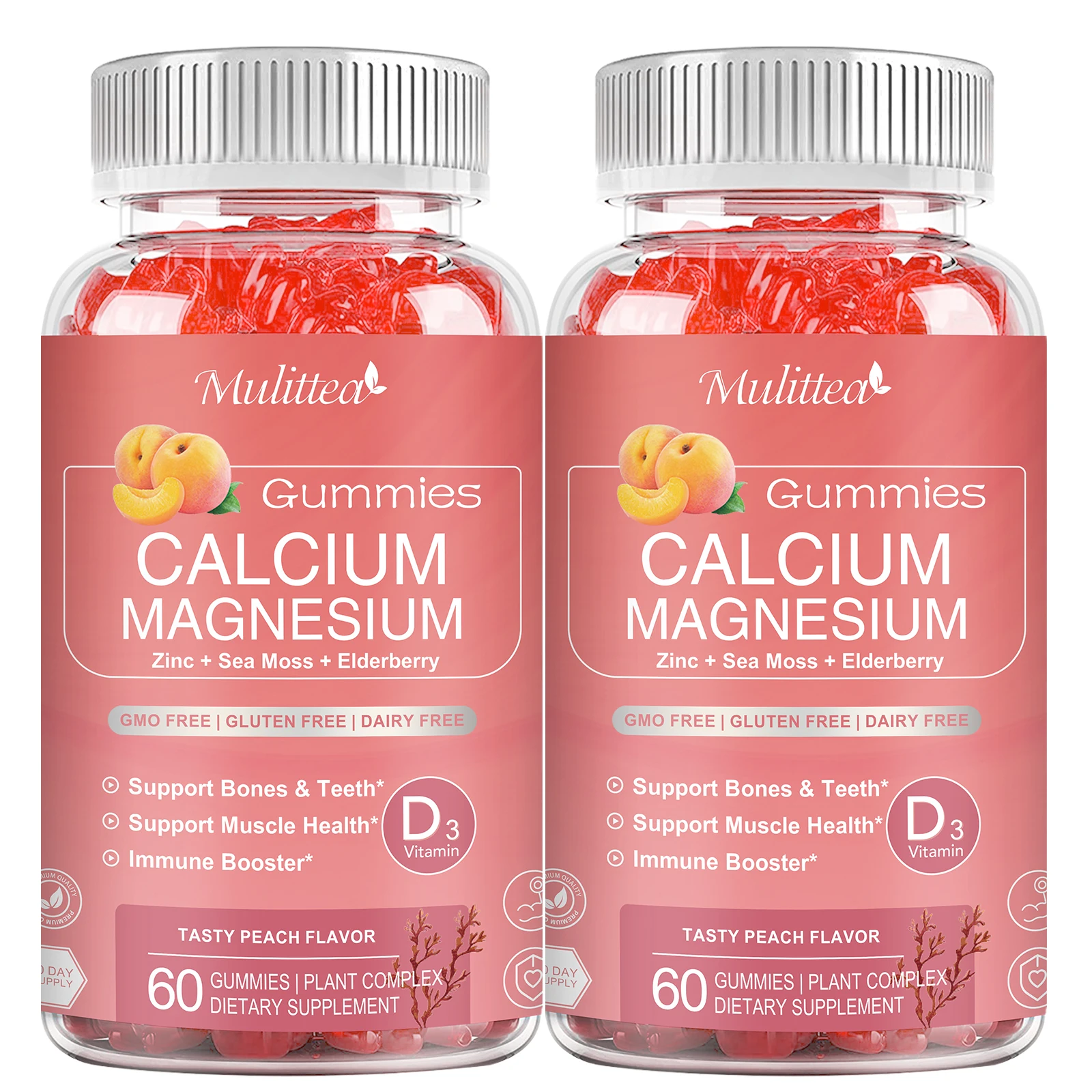 

Calcium Magnesium Zinc Gummies with Vitamin D3 for Bone Muscles Immune Mood & Sleep Support Nerve Joint and Heart Health