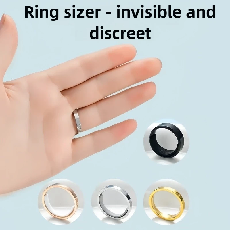 مخفض حجم الخاتم غير المرئي - ملصقات ضبط حلقة السيليكون الشفافة، أدوات مجوهرات مضادة للانزلاق للخواتم الفضفاضة بجميع الأحجام