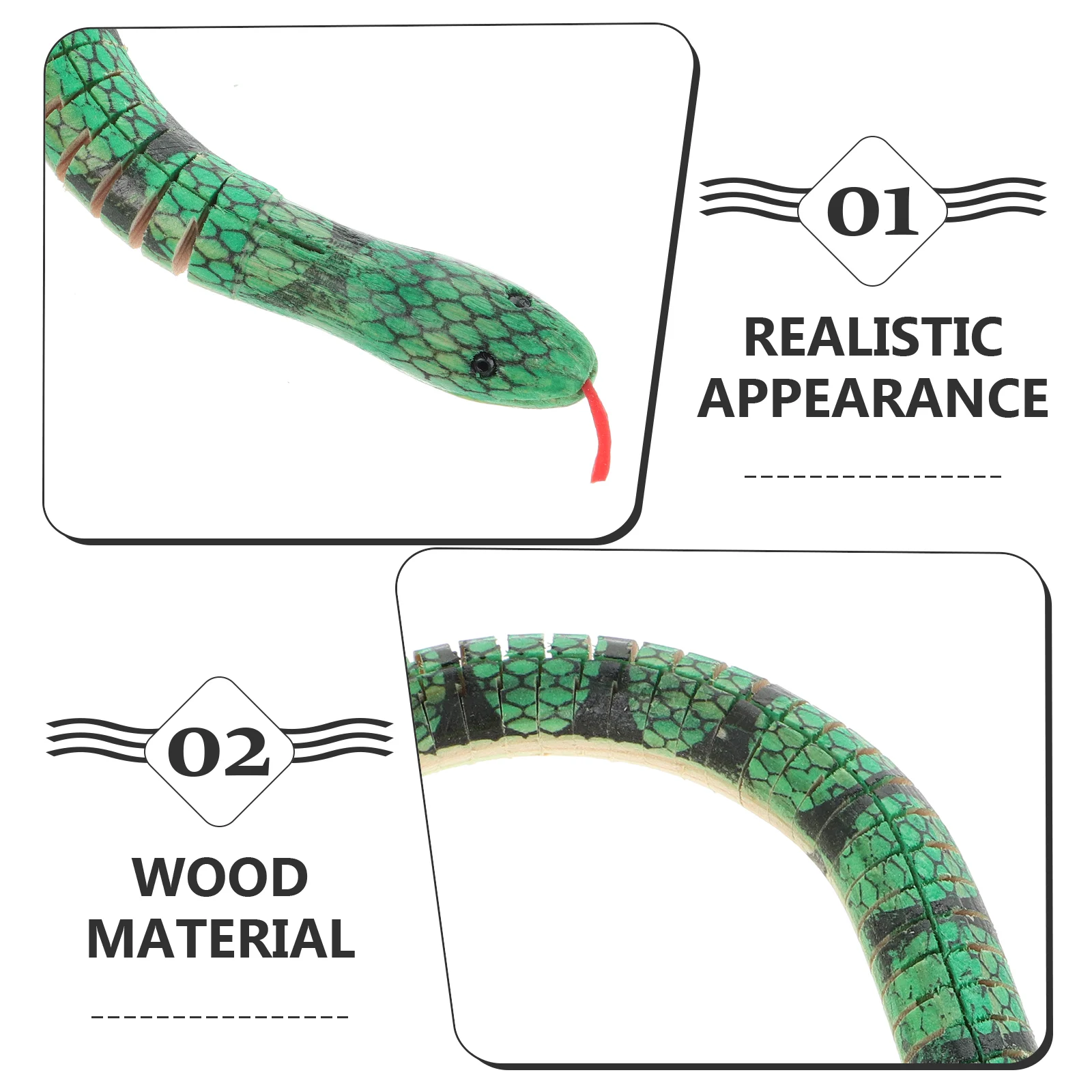 4 Pcs Halloween Kids Toys Wooden Snake Snakes Paint Crafts Wiggly Jointed Flexible Model Green Child