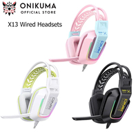 ONIKUMA X13 Wired Headset Built-In Mic Noise Cancelling Immersive Surround Sound Gaming Headsets RGB Lights Computer Accessories