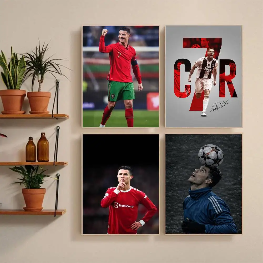 Athlete C-Cristiano R-Ronaldo  Poster Self-adhesive Art Waterproof Paper Sticker Coffee House Bar Room Wall Decor