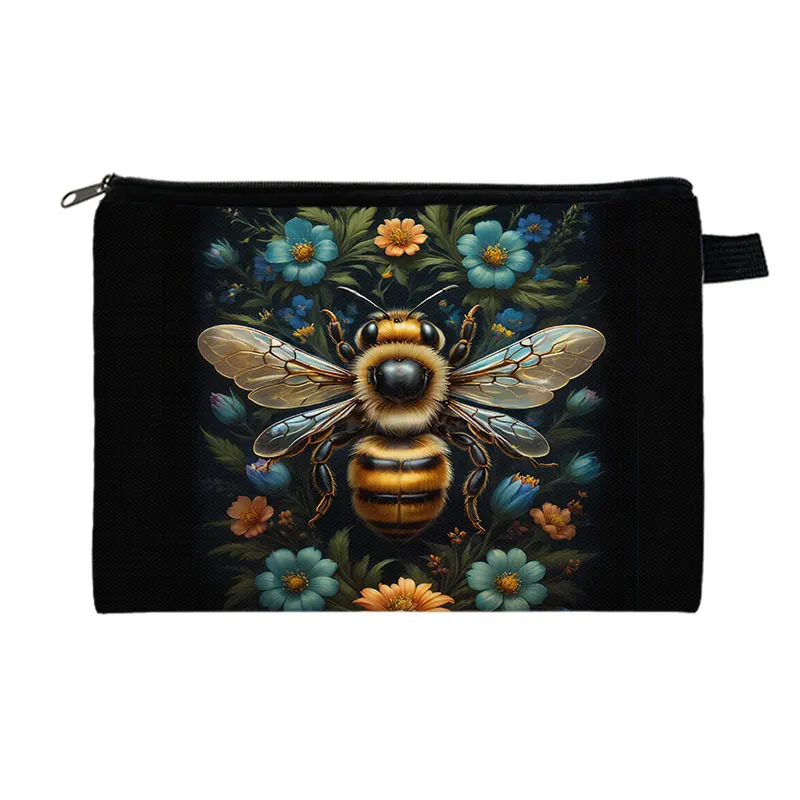 Cute Bee Dragonfly Moth Butterfly Cosmetic Case Women Makeup Pouch Lipstick Napkin Storage Bags for Travel Ladies Toiletries Bag