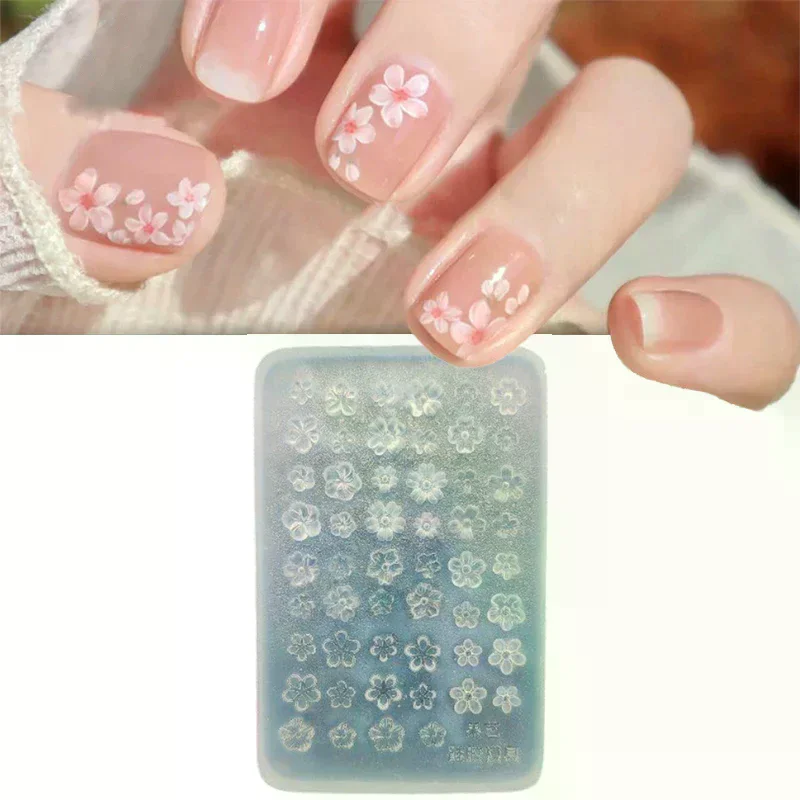 Silicone Nail Art Mold Flower French Style Five-petaled Flowers 3D Relief Nail Template Nail Art Decorations Manicure Tool