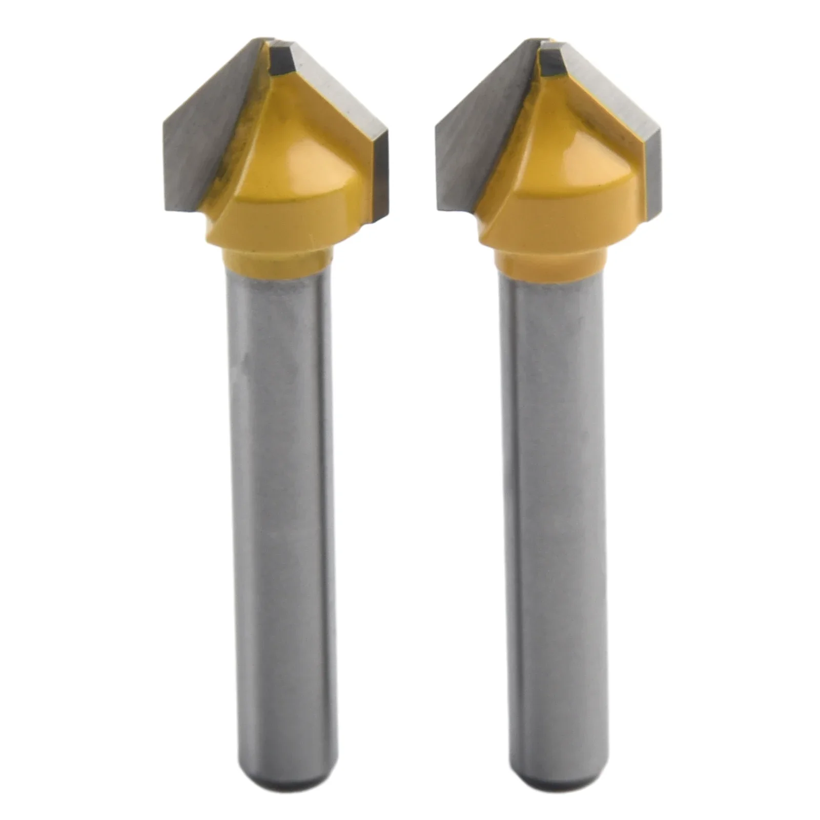 2pcs V-Shaped Groove Router Bit 90 Degrees 6mm Shank With Flat Head Carbide Wood Engraving Milling Cutter Woodworking Router Bit