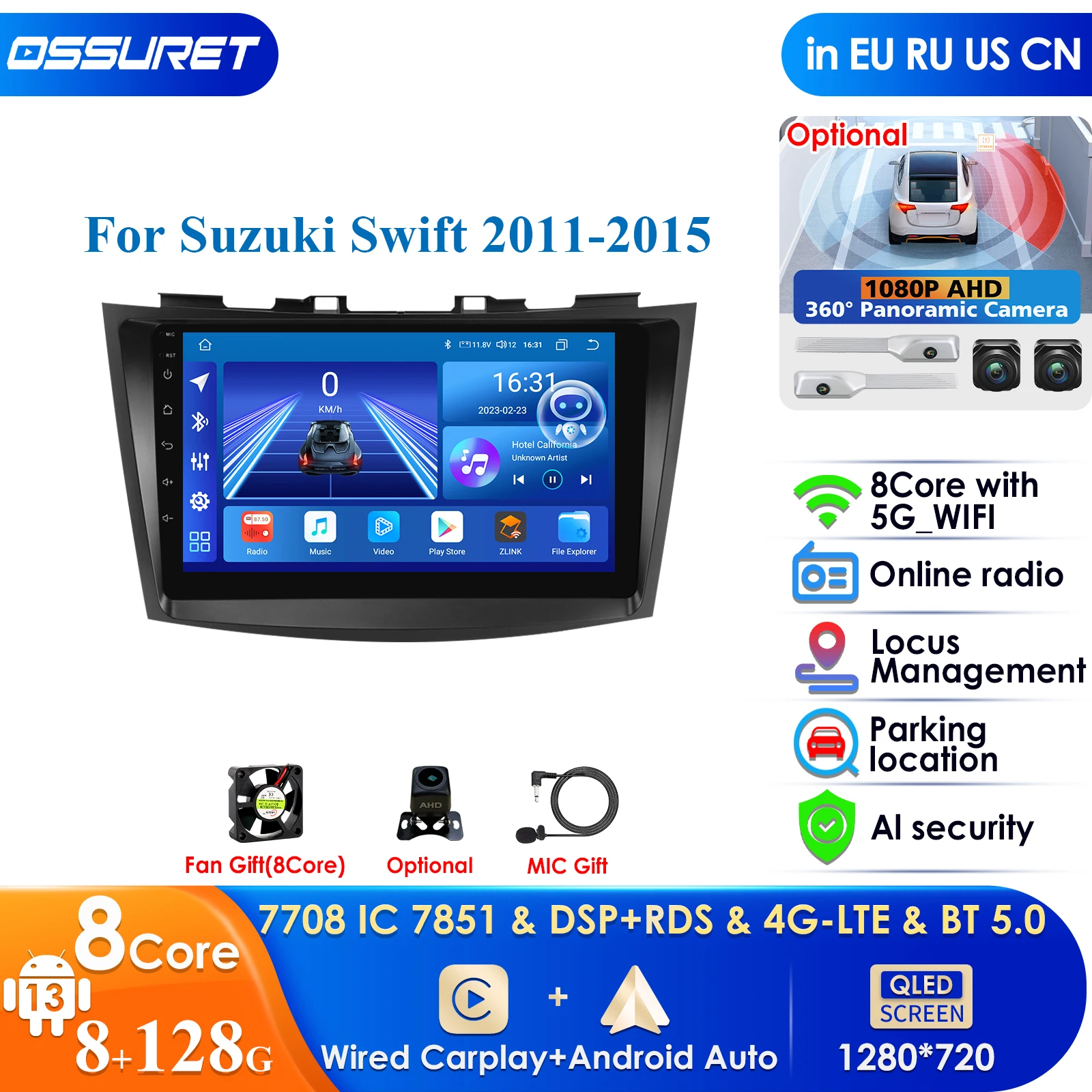 4G DSP 9 \'\'Autoradio Stereo Android Autoradio per Suzuki Swift 4 2011 -2016 lettore Video multimediale 2Din Auto Audio GPS Carplay