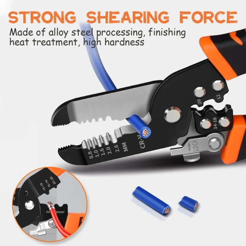 

10in1 Stripping Crimping Pliers Wire Stripper Multi Functional Ring Crimpper Electrician Peeling Network Cable Electrician Tools