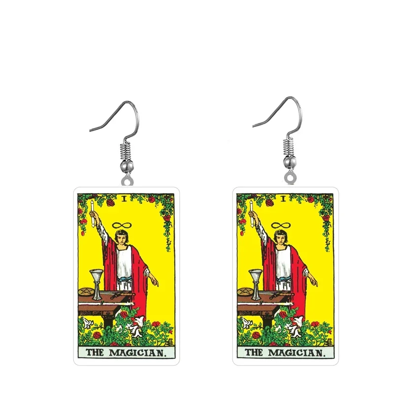 Acrylic Tarot Earring Double Sided Metaphysics Card Drop Earrings Jewelry Mysterious Prediction Grail Fun Poker Personality Gift