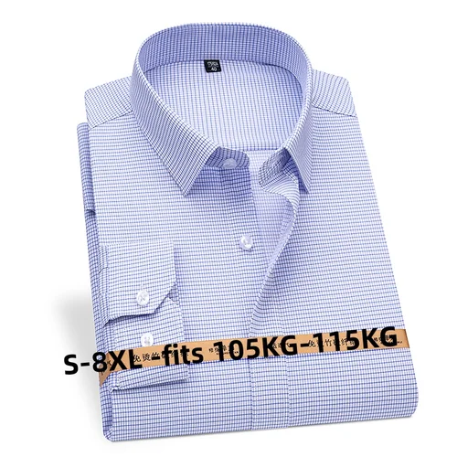 Camisas de hombre de manga larga, camisa de trabajo de negocios, suave y acogedor, sin hierro, antiarrugas, 8XL, 50% de fibra de bambú, 46% poliéster, 4% LICRA
