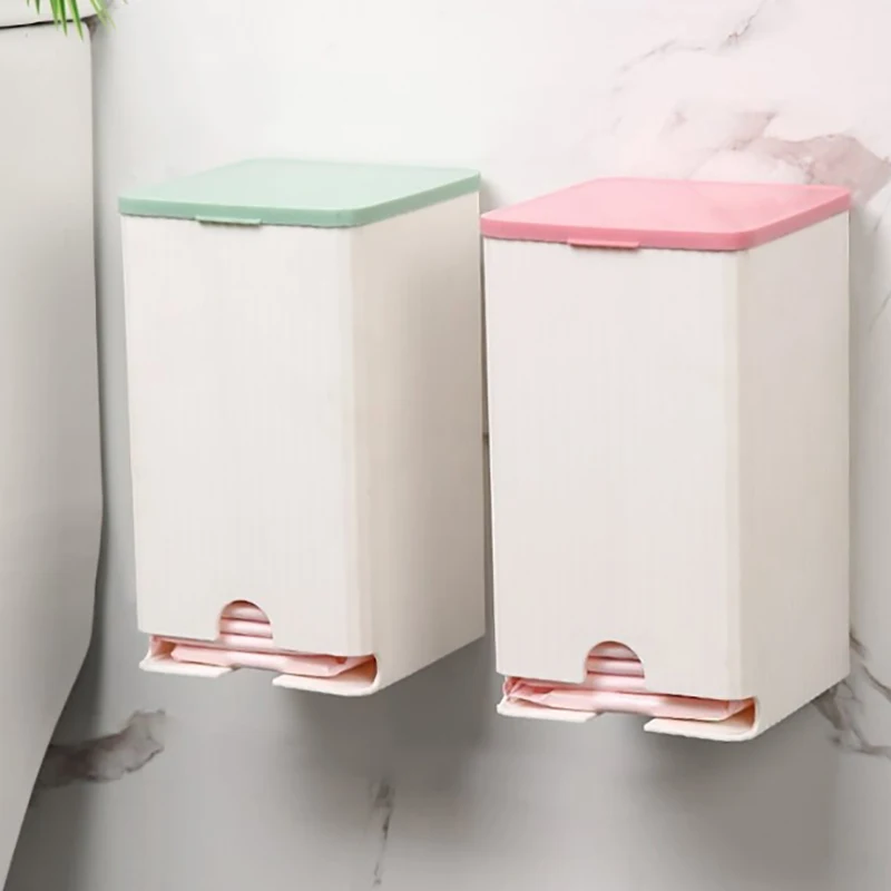 1PC Wall Mounted Sanitary Napkin Storage Box Tissue Paper And Cotton Swab Storage Box Multifunctional Flip Cover Box~~