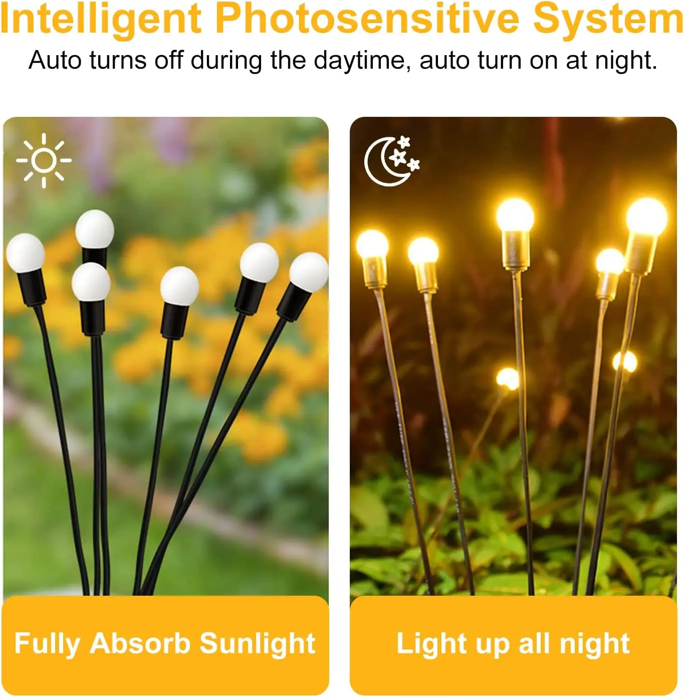 Luces de luciérnaga alimentadas por energía Solar, luces LED impermeables para exteriores, luces oscilantes de Starburst cuando el viento golpea el