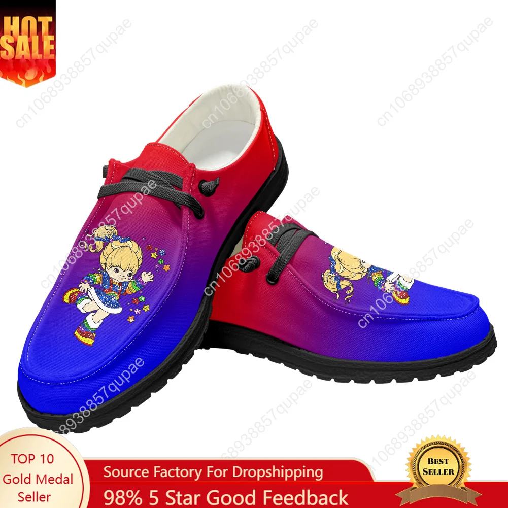 

Повседневная обувь Rainbow Brite, туфли на плоской подошве с героями мультфильмов в стиле аниме, мужская и женская дышащая уличная легкая обувь, пара обуви на заказ