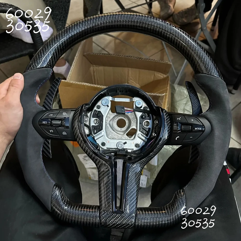 

Steering Wheel Alcantara For Bmw F30 F10 F31 F20 E90 F01 F90 F25 F22 F36 F33 F32 M3 M5 F11 Carbon fiber gear shift and cover