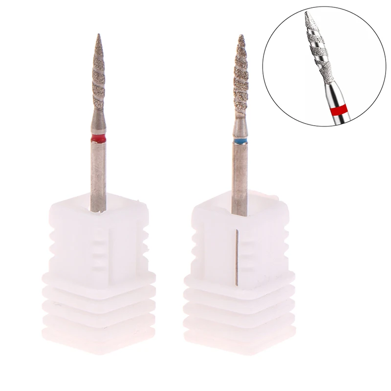 電気キューティクルリムーバービット,炎,ワニス,安全ダイヤモンドネイルドリル用ビット,3インチ,32インチ,2個