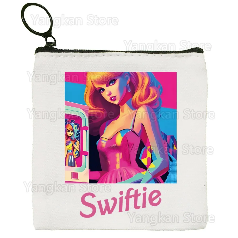 Taylors Versão Swift Bolsa de moedas simples, Estudante fêmea Canvas Cute Key Bag, Mini Clutch, Bolsa pequena