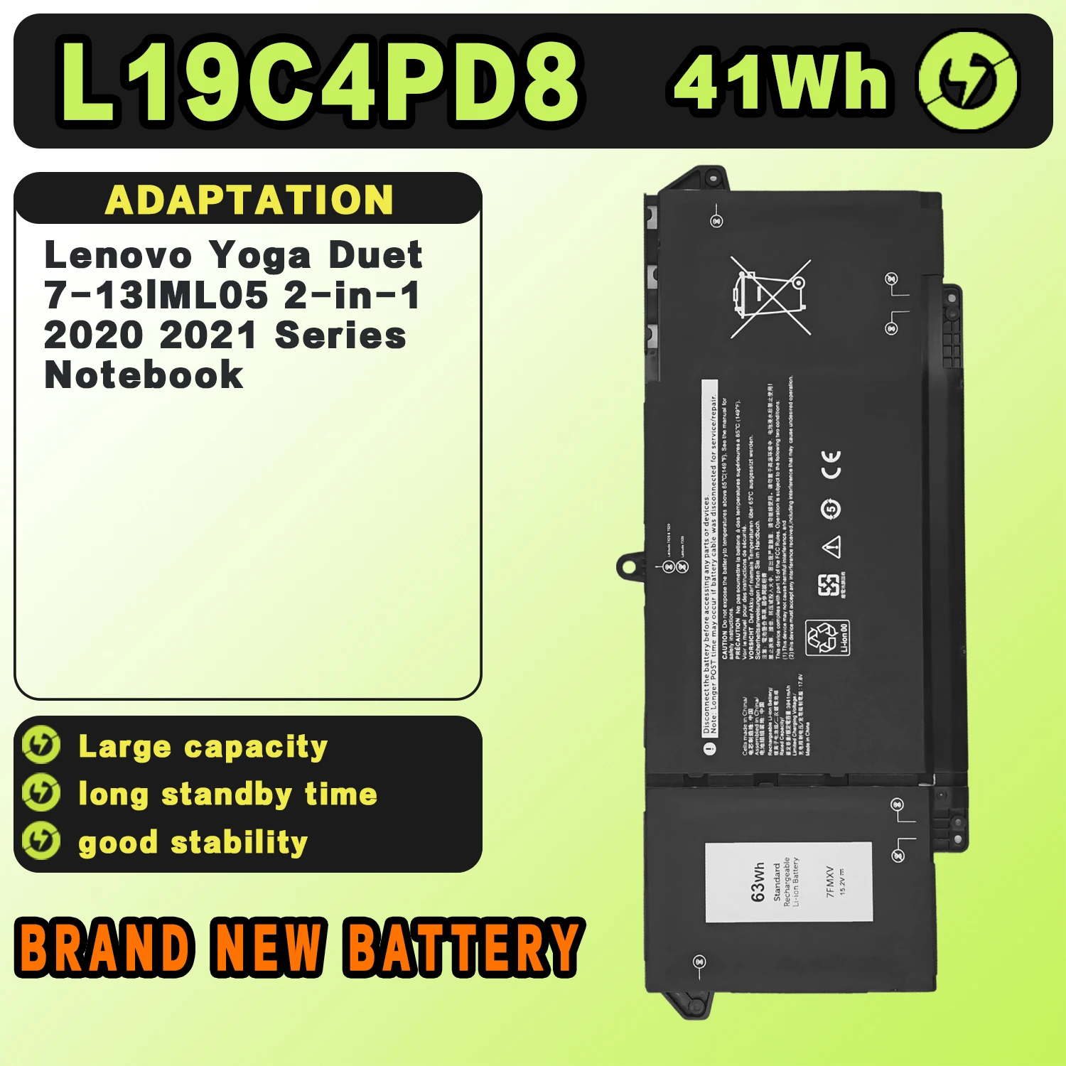 

Аккумулятор для ноутбука Lenovo L19C4PD8 YOGA 2020 SB10X87838 L19M4PD8