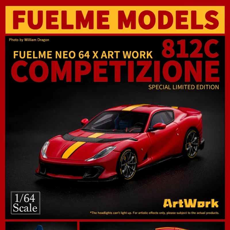 1:64 Prune Horse 812c super corriendo resina roja coche en miniatura juego de marea modelo colección adornos, regalos navideños para amigos.