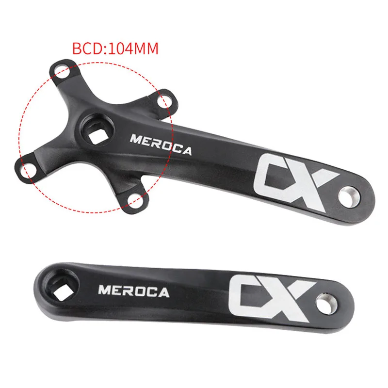 MEROCA Bicycle Crank Chainwheel 104BCD Bike Crankset Aluminum Alloy with Bottom Square Hole 170mm Crank 32/34/36/38/40/42T Plate