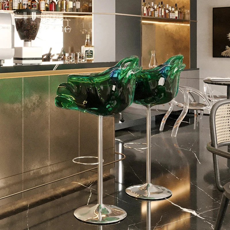 

Chaise haute moderne simple avec dossier en résine transparente, chaise élévatrice domestique, chaise de bar
