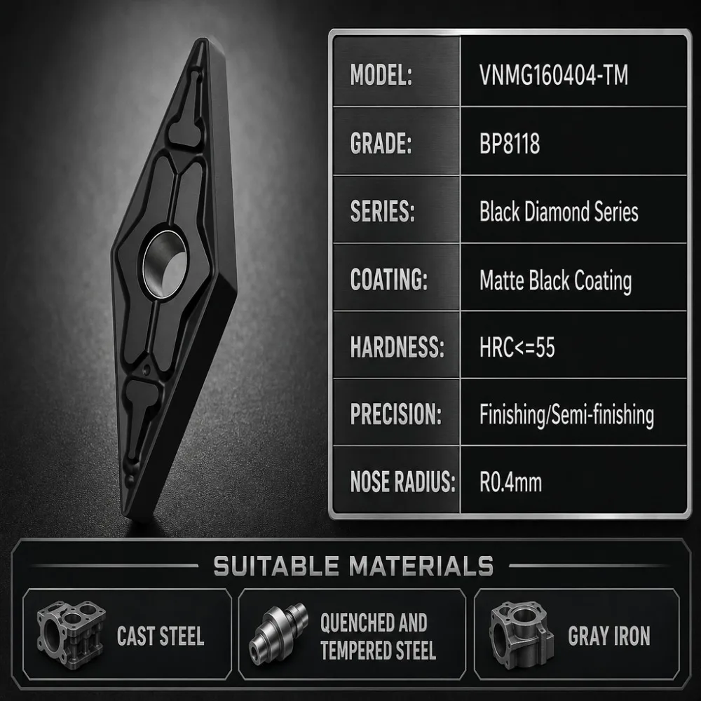 Original Numerical Control Lathe Turning Blades  VNMG160404/08/12-TM Cast Steel, Quenched‑tempered Steel  Grey Cast Iron Parts.