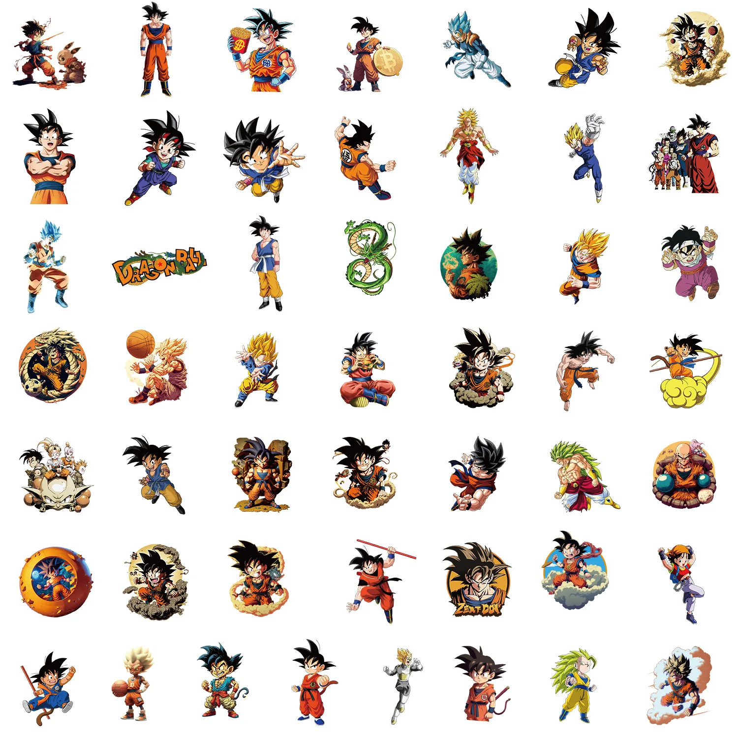 50pcs Cartoon Anime Dragon Ball Graffiti Waterproof Creative Notebook Sticker