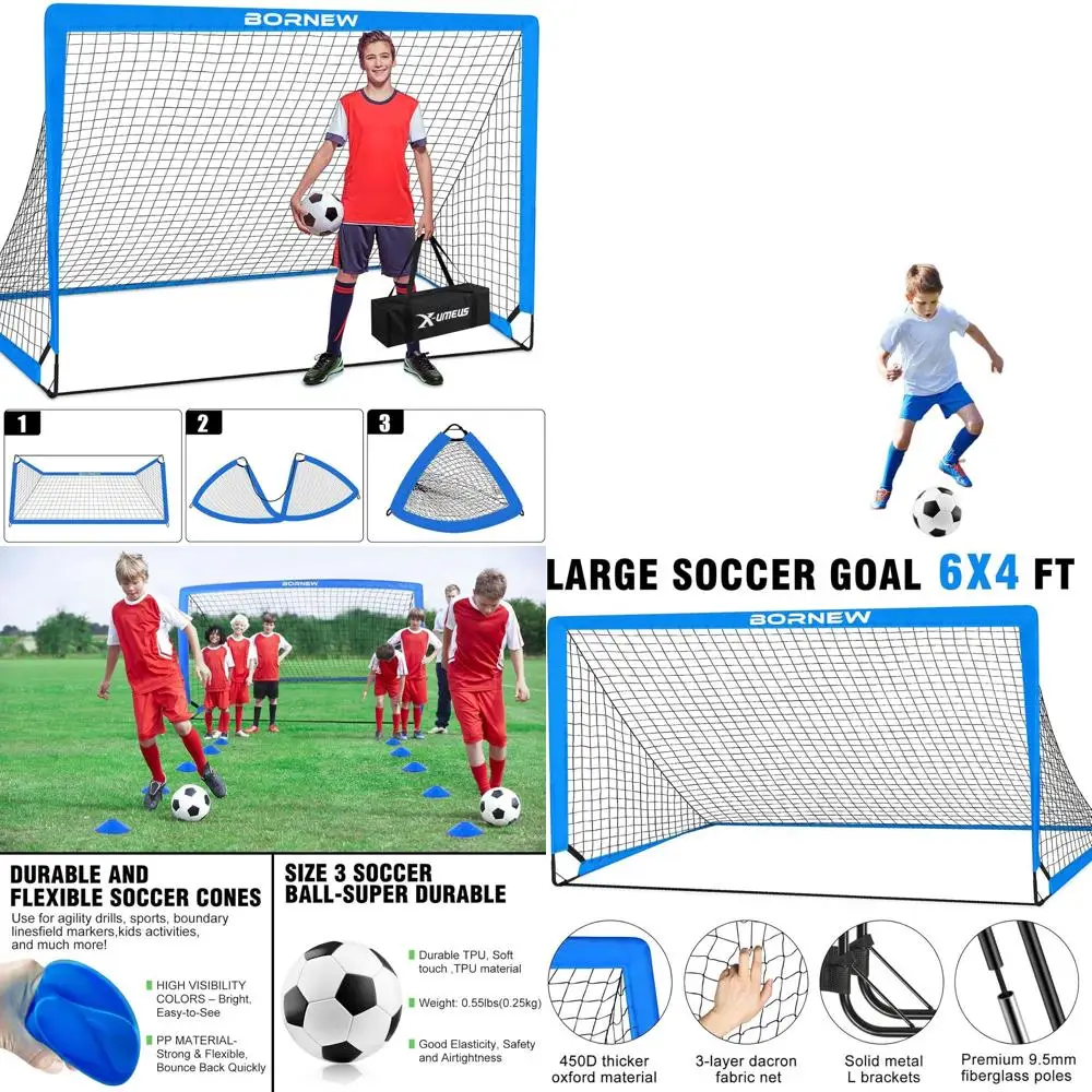 

Мячи и портативные футбольные ворота для тренировок (6x4 или 4x3) для детей 3-16 лет