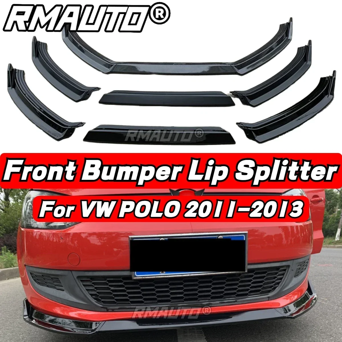 

POLO Front Lip 3Pcs/Set Bumper Splitter Lip Diffuser Rear Lip Spoiler For Volkswagen VW POLO 2009-2023 Car Accessories Body Kit