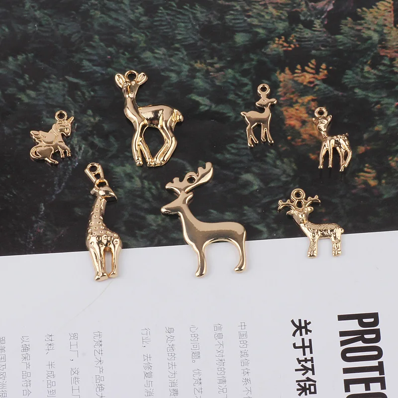 10 قطع diy الاكسسوارات سبيكة سين هندسية الأيائل القرط المنتجات اليدوية المواد ياردروب سوار قلادة قلادة سحر