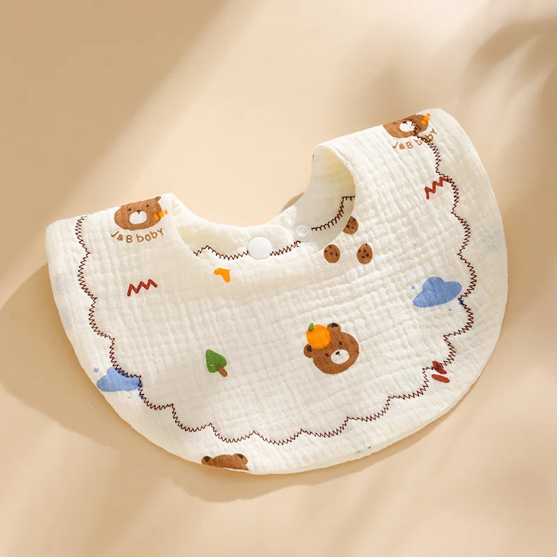 Cute Baby Bibs Cartoon Bear Rabbit Adjustable Snap Saliva Towel Infant Boy Girl Soft Cotton Burp Cloths