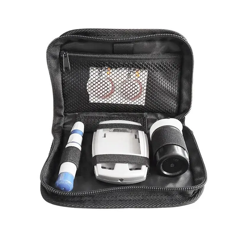 *Portable Blood Glucose Meter Storage Bag Household Blood Pressure And Oxygen Meter Carrier Organizer Black Zipper Storage Bag