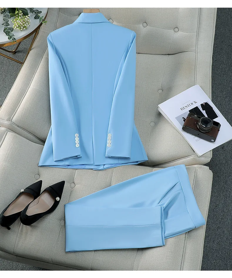 Pink Women\'s Suit Blazer Pants Casual Office Lady Pant Sets Single Breasted Jacket 2 Piece for Graduation Wedding Outfits