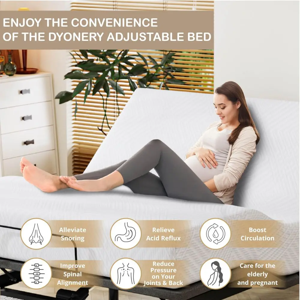 

Twin XL Adjustable Bed Base Frame with Wireless Remote 10 Inch Twin XL Green Tea Gel Memory Foam Mattress Bed in a Box, Head an