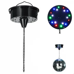 18 LED Lights Glass Rotating Mirror Disco Ball Motor Sound Control Reflection Ball Hanging for Disco DJ Party Stage No ball