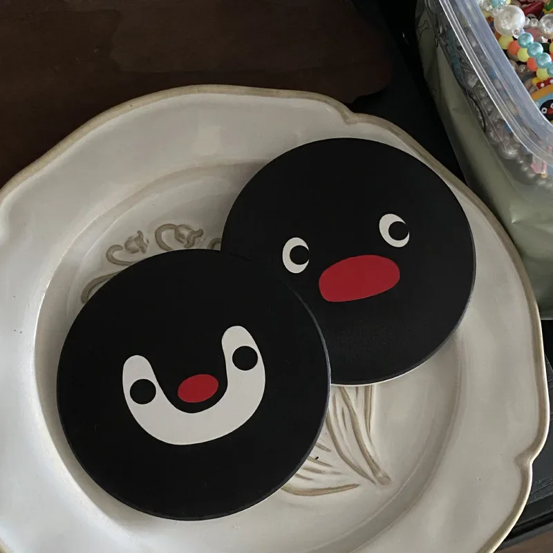 

Ceramic Coaster Black Penguin Cork Absorbent Mats High Temperature and Anti Slip Drink Coffee Hot Pad Table Protector Decoration