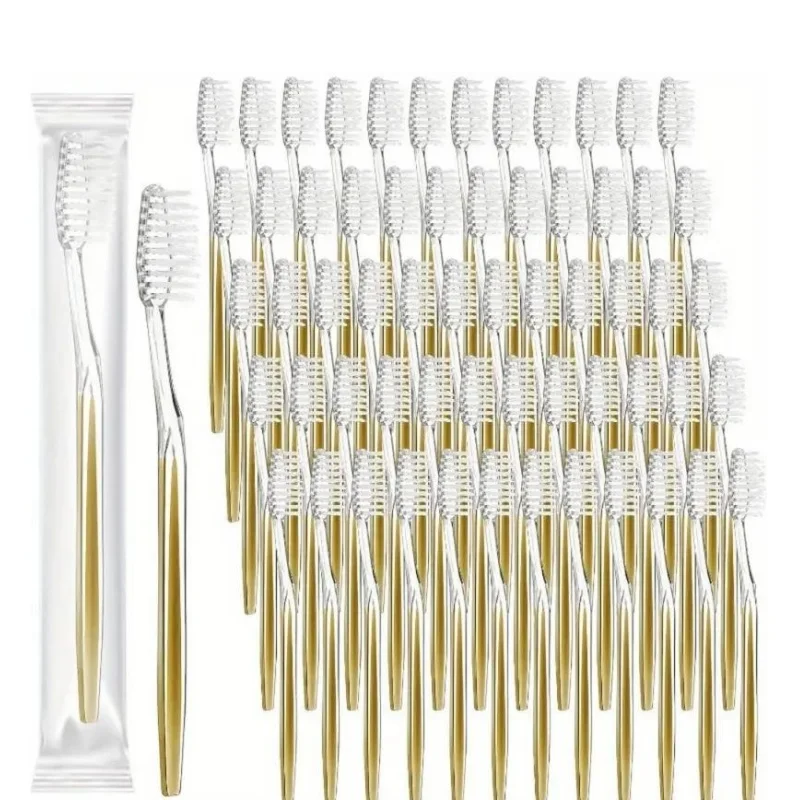 40-Pack of Three Colors to Choose From, Individually Packaged Disposable Travel Toothbrushes with Soft Bristles for Adults and Teenagers, Suitable for Camping and Hotel Guests