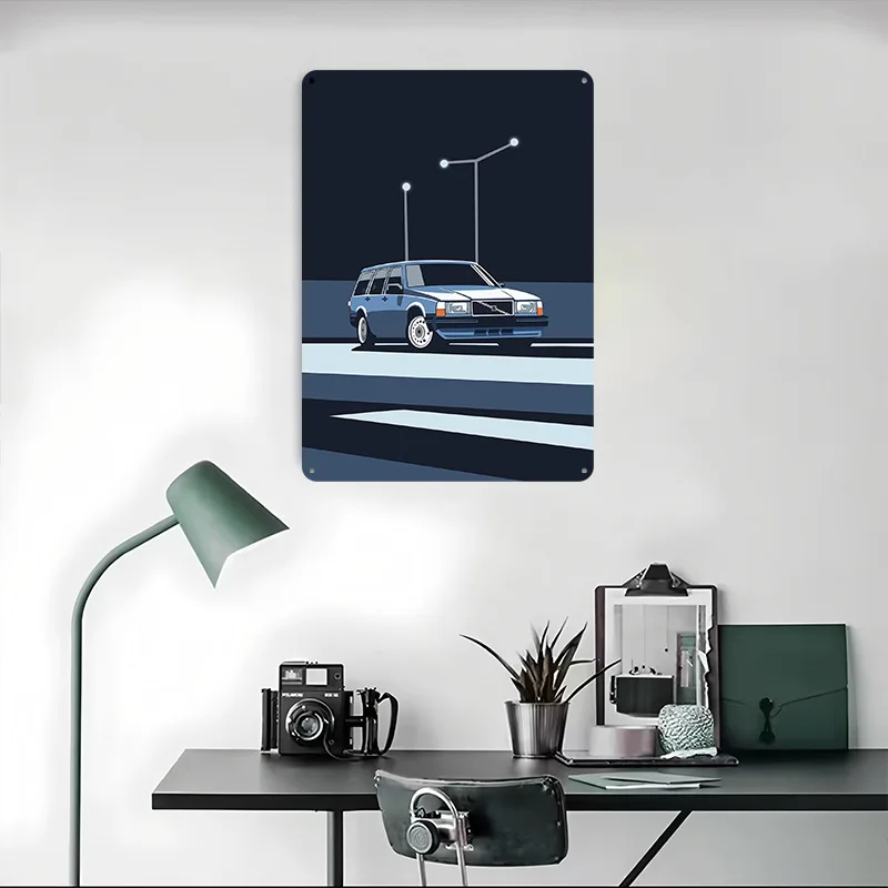 스포츠카 740 포스터 맞춤형 벽 장식 빈티지 금속 간판 레트로 틴 플라크 남성 공간 거실 장식 사무실 장식