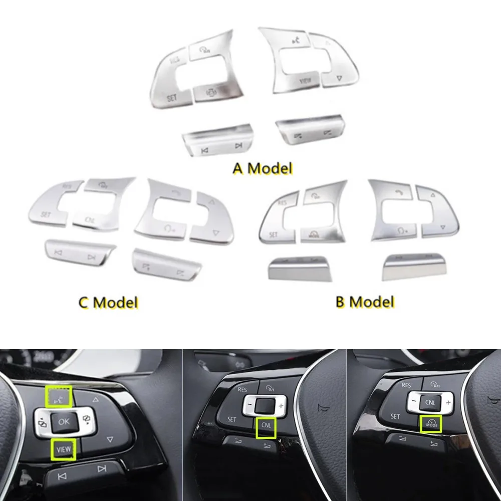 Car Interior Multifunctional Steering Wheel ACC Button Switch Volume Decorative Buttons Stickers Fit For VW Golf 7 MK7 Passat B8